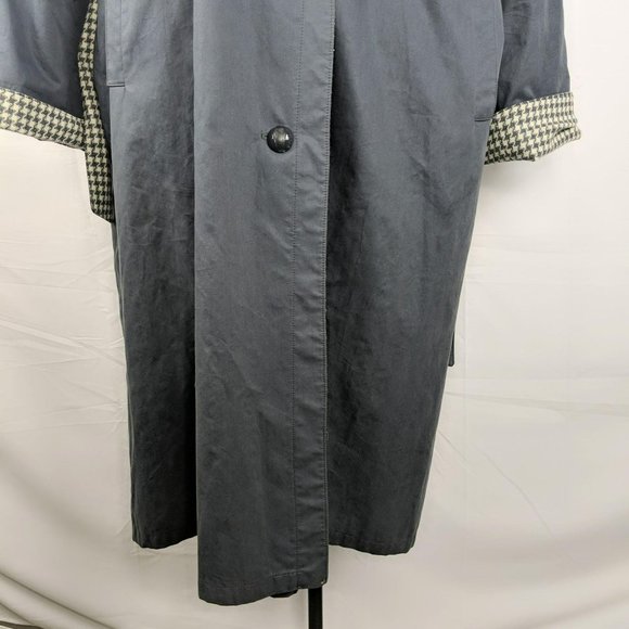 Vintage Louis Feraud Gray Herringbone Trench Coat - Picture 6 of 10